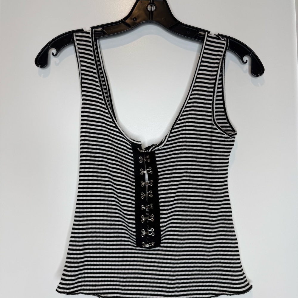 Emma & Sam rayon /spandex bl/white bodysuit medium - Picture 2 of 13